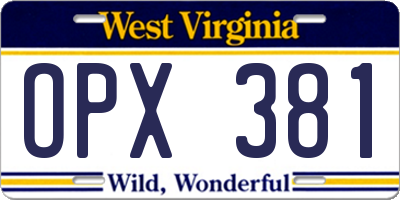 WV license plate OPX381