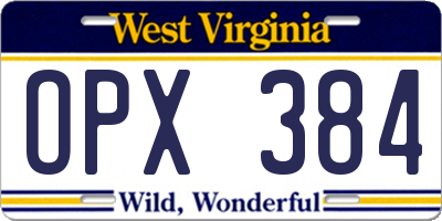 WV license plate OPX384