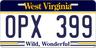 WV license plate OPX399