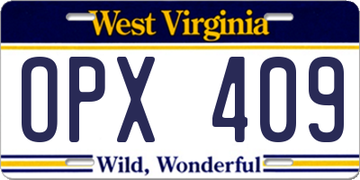 WV license plate OPX409