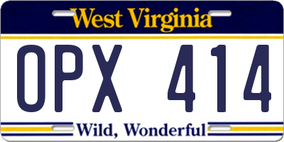 WV license plate OPX414