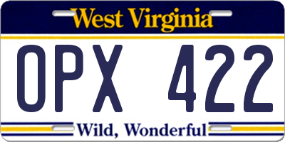 WV license plate OPX422