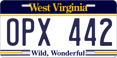 WV license plate OPX442