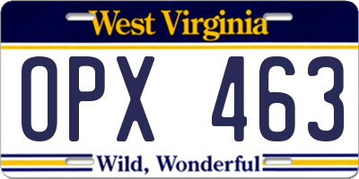 WV license plate OPX463
