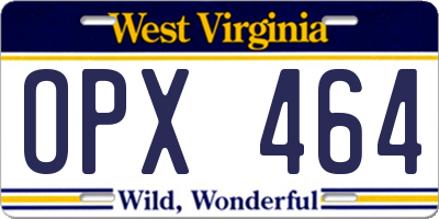 WV license plate OPX464