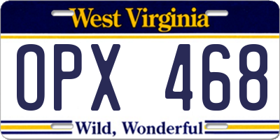WV license plate OPX468