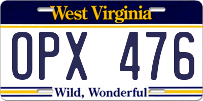 WV license plate OPX476