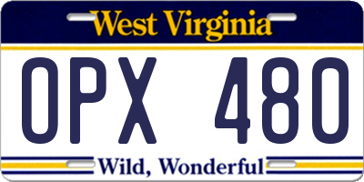 WV license plate OPX480