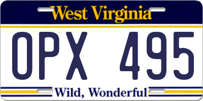WV license plate OPX495