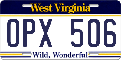 WV license plate OPX506