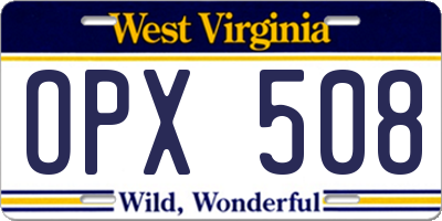 WV license plate OPX508
