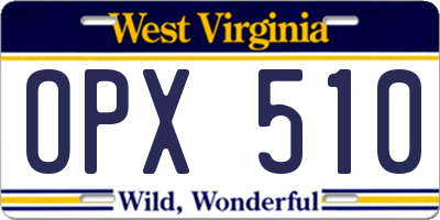 WV license plate OPX510