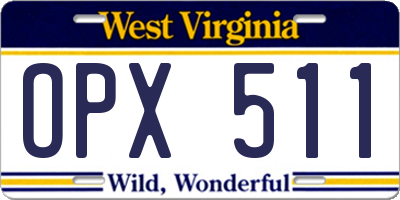 WV license plate OPX511