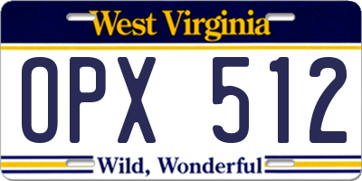 WV license plate OPX512