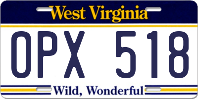WV license plate OPX518