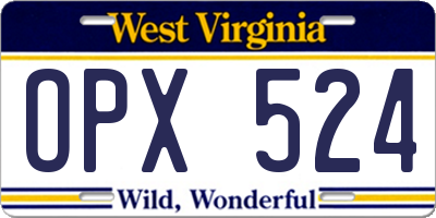 WV license plate OPX524