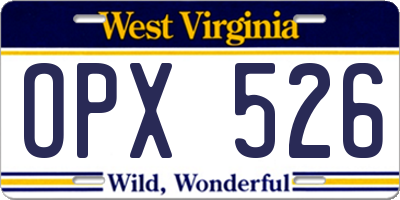 WV license plate OPX526