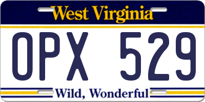 WV license plate OPX529