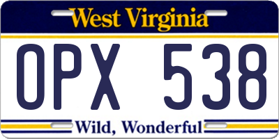 WV license plate OPX538