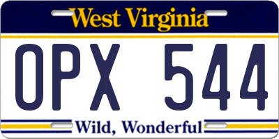 WV license plate OPX544