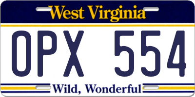 WV license plate OPX554