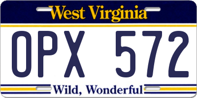 WV license plate OPX572