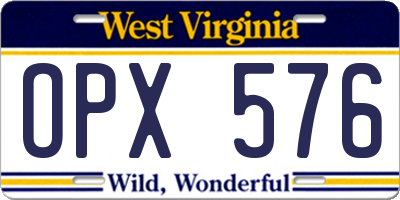 WV license plate OPX576
