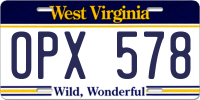 WV license plate OPX578
