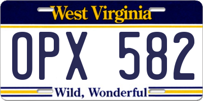WV license plate OPX582