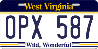 WV license plate OPX587