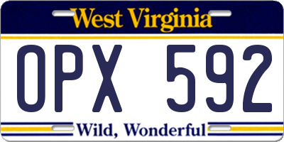 WV license plate OPX592