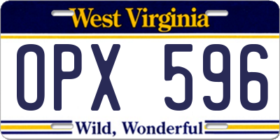 WV license plate OPX596