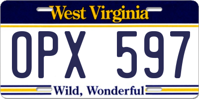 WV license plate OPX597