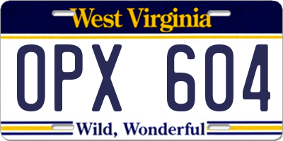 WV license plate OPX604