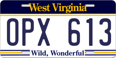 WV license plate OPX613