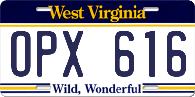 WV license plate OPX616