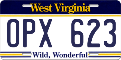 WV license plate OPX623