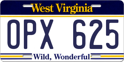 WV license plate OPX625
