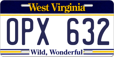 WV license plate OPX632