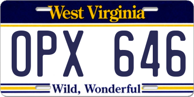 WV license plate OPX646