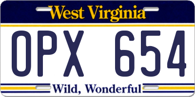 WV license plate OPX654