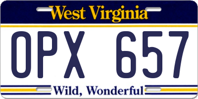WV license plate OPX657