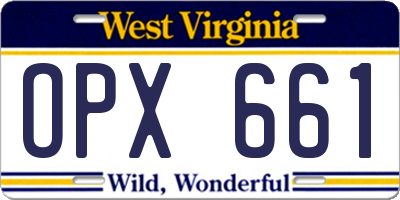 WV license plate OPX661