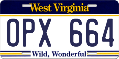WV license plate OPX664