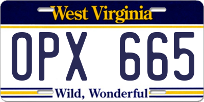 WV license plate OPX665