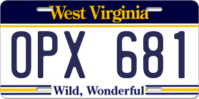 WV license plate OPX681