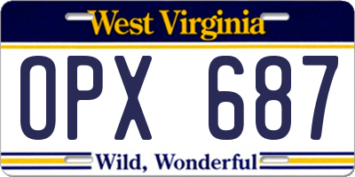 WV license plate OPX687