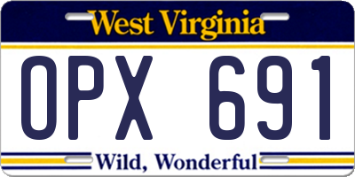 WV license plate OPX691