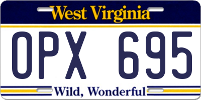 WV license plate OPX695