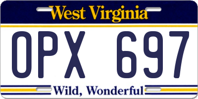 WV license plate OPX697